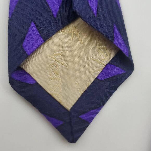 VTG VERSACE Men's Silk Tie Mandala Emblem Design Geometric Pattern Red Blue - Picture 10 of 10